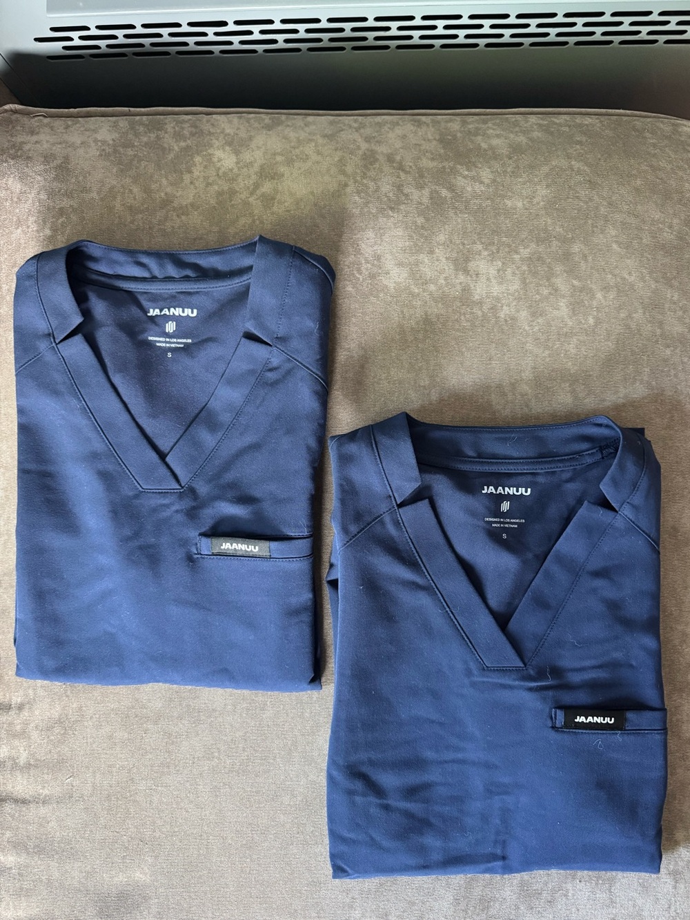 Pair (2) of Jaanuu Helia Classic Scrub Tops (S) + Silex Jogger Pant (S/P)